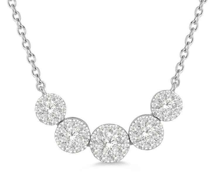 Ashi - Diamond Graduated Cluster Smile Necklace