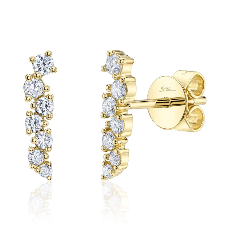 Shy Creation - Diamond Bar Post Earrings