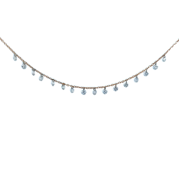STATIONED FREE HANGING DIAMOND NECKLACE