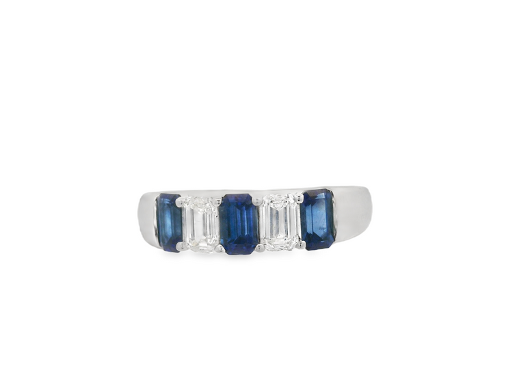 Sapphire & Diamond 5 Stone Ring