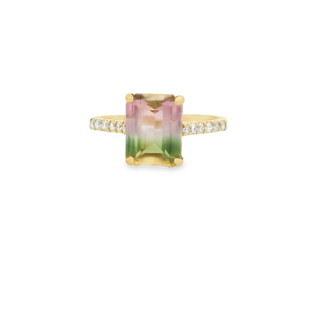 Watermelon Tourmaline & Diamond Ring