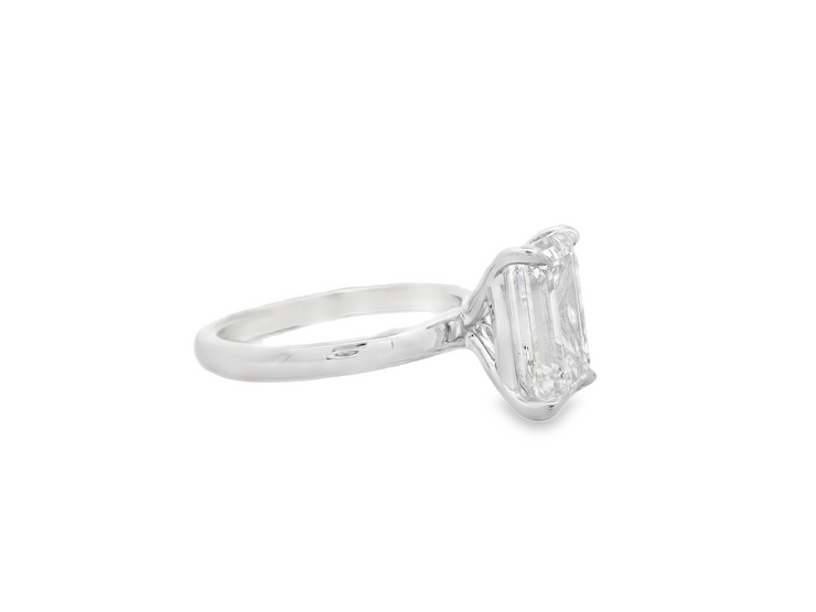 Diamond Solitaire Engagement Ring - 4 Ct Emerald Center