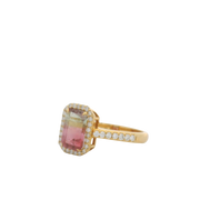 Watermelon Tourmaline & Diamond Ring