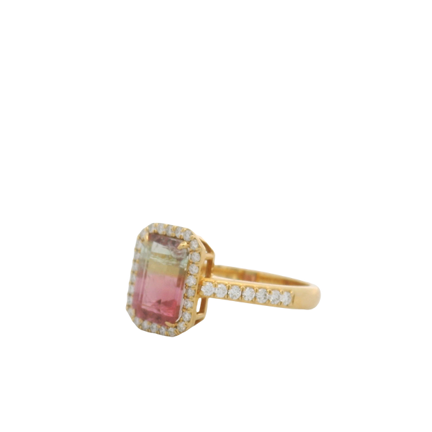 Watermelon Tourmaline & Diamond Ring