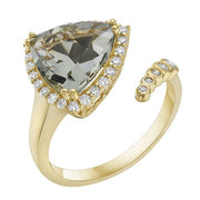 Mint Green Quartz & Diamond Bypass Ring