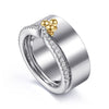 Alloy White and Yellow Plated Bujukan Clover And Cubic Zirconia Smart Ring Enhancer With 28=0.25ctw Round CZ's