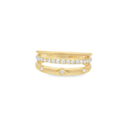 Matte 3 Row Diamond Ring