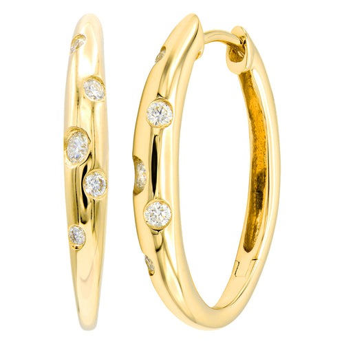 Flush Set Diamond Hoop Earrings