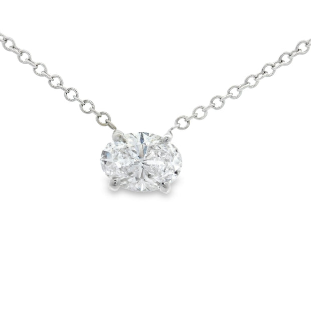 Diamond Solitaire Pendant - 3/4 Ct Oval