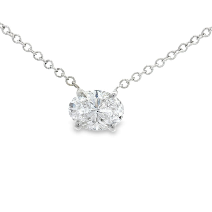 Diamond Solitaire Pendant - 3/4 Ct Oval