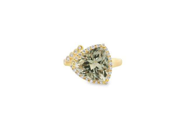Mint Green Quartz & Diamond Bypass Ring