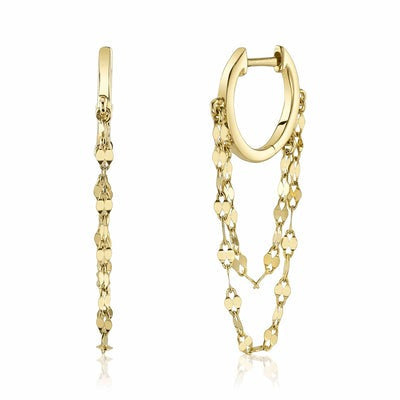 Shy Creation - Gold Chain Dangle Hoop Earrings