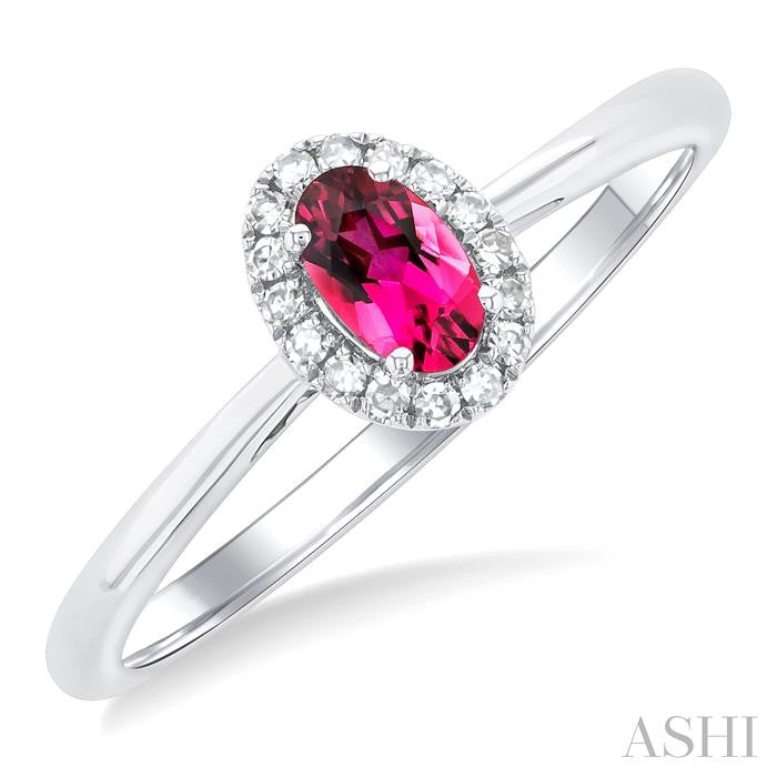 Oval Shape Pink Tourmaline & Halo Diamond Ring