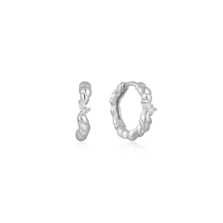 Ania Haie - Silver Twisted Huggie Hoop Earrings