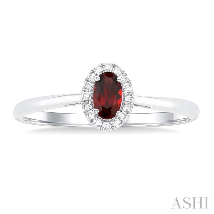 Oval Shape Garnet & Halo Diamond Ring