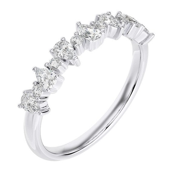 Alternating Pear & Round Diamond Band
