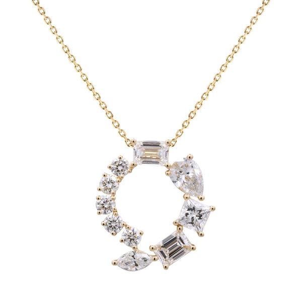 Multi-Shape Circle Pendant Necklace - Lab Diamonds