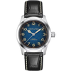 GENTS 38MM STAINLESS STEEL HAMILTON KHAKI FIELD MURPH WITH BLUE TO BLACK DIAL, STAINLESS STEEL CASE ON BLACK LEATHER STRAP.