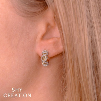 Shy Creation - Yellow Gold Diamond Wrapped Hoop Earrings