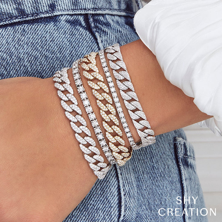 Pave Cuban Chain Diamond Tennis Bracelet - 3 Ct