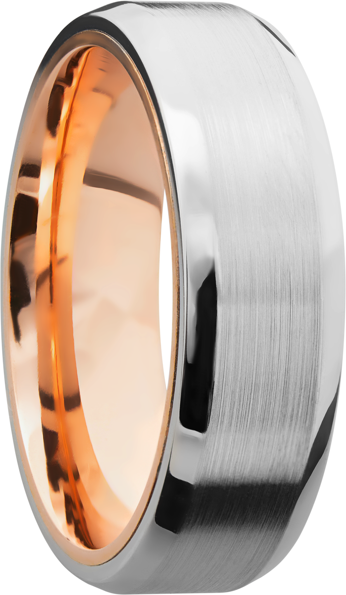 Cobalt chrome 7mm beveled band with a 14K rose gold sleeve