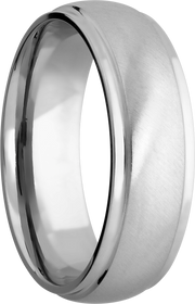 14K White gold domed band with grooved edges