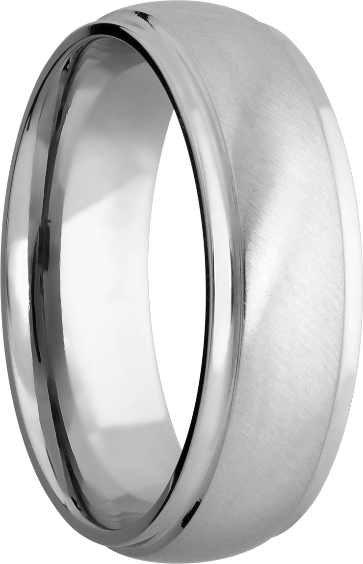 14K White gold domed band with grooved edges