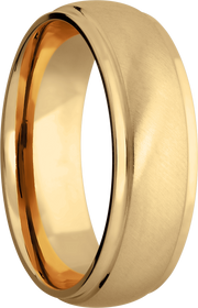 14K Yellow gold 7mm domed band with grooved edges