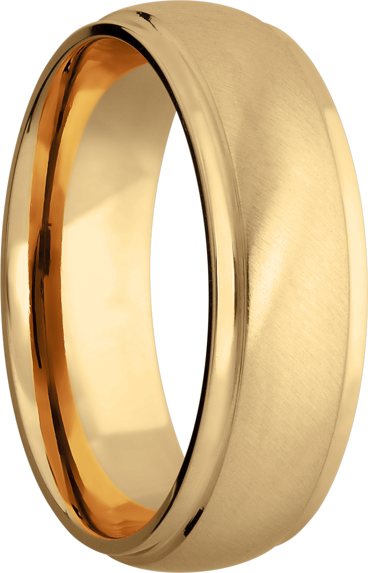 14K Yellow gold 7mm domed band with grooved edges
