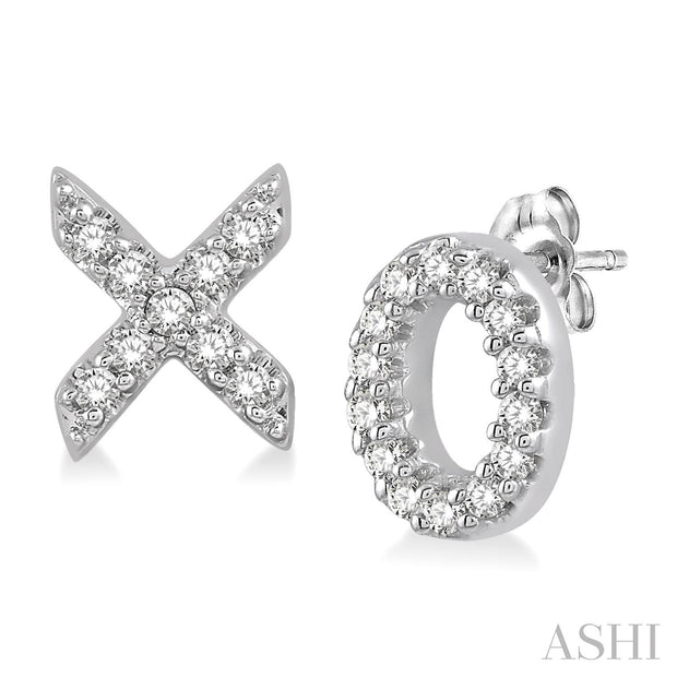 ASHI - DIAMOND "X & O" POST EARRINGS