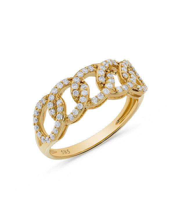 Shared Prong Diamond Link Fashion Ring