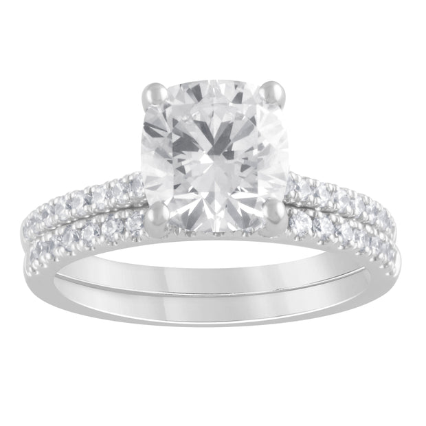 DIAMOND WEDDING SET – 3 CT CUSHION CUT CENTER