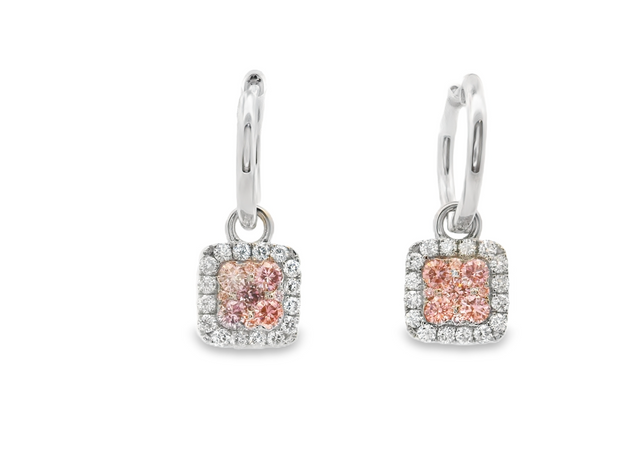 Blue, Pink, & White Diamond Reversible Dangle Earrings