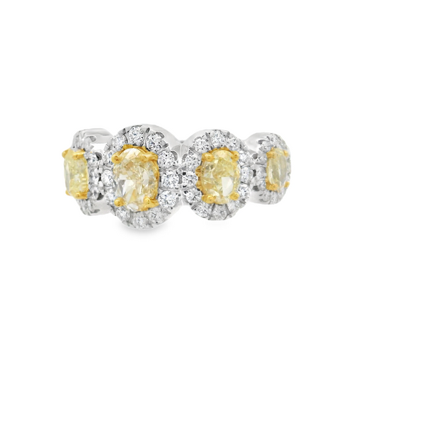 Yellow Diamond 5 Stone Halo Band