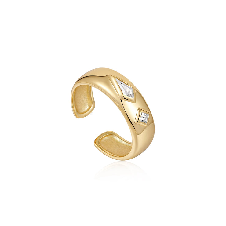Ania Haie - Yellow Thick Band Sparkle Emblem Ring