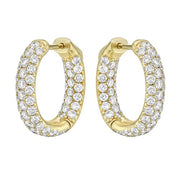 3 Row In & Out Diamond Huggie Hoop Earrings