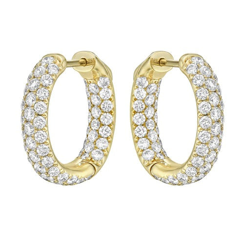 3 Row In & Out Diamond Huggie Hoop Earrings
