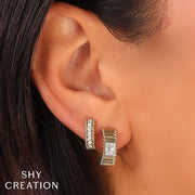 SHY CREATION - DIAMOND BAGUETTE CLUSTER HOOP EARRINGS