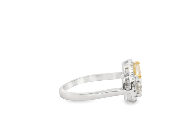Yellow & White Diamond Open Ring
