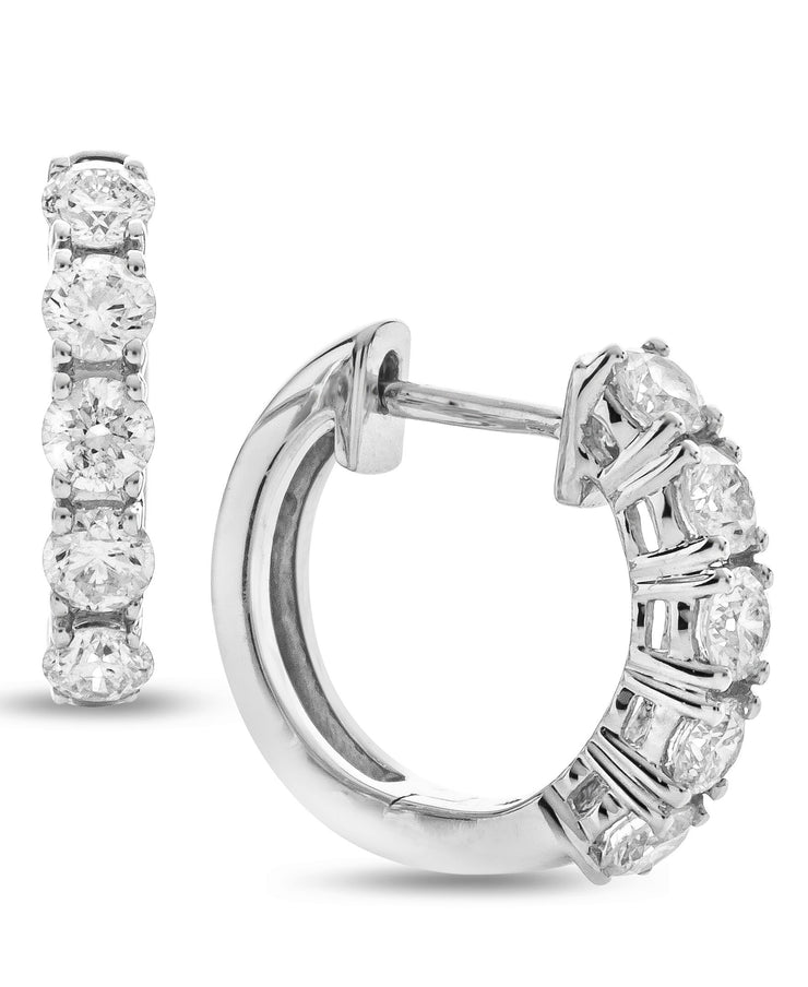 Prong Set Diamond Huggie Hoop Earrings - 1cttw