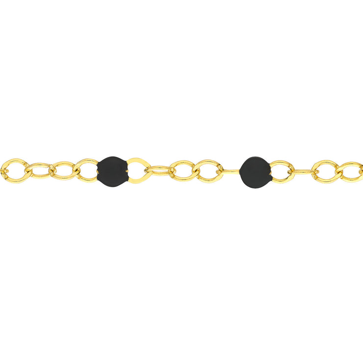 YELLOW GOLD BLACK ENAMEL ANKLET