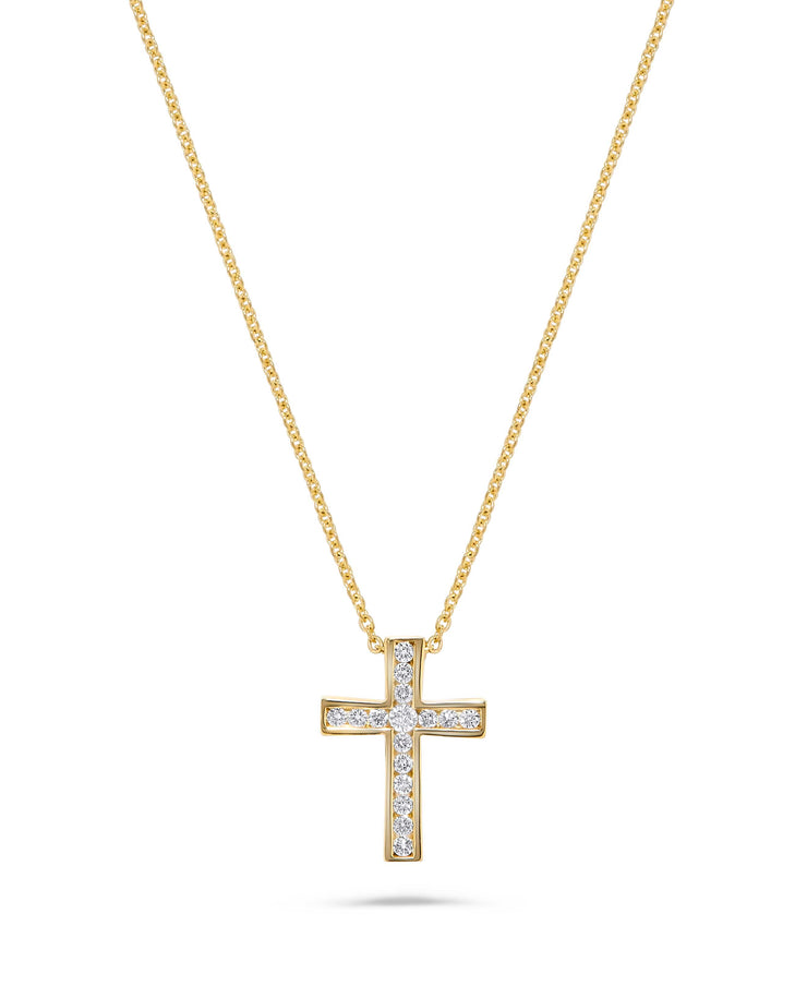 Channel Set Diamond Cross Pendant