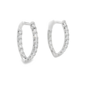 POINTED OVAL DIAMOND IN & OUT HOOP EARRINGS