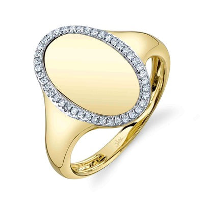 Diamond Oval Shape Signet Fashion Ring