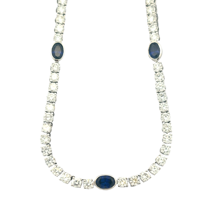 Sapphire & Diamond Tennis Necklace
