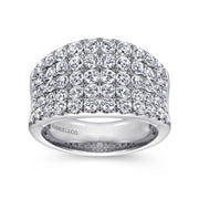 GABRIEL & CO - White Gold Wide Band Pave Diamond Ring