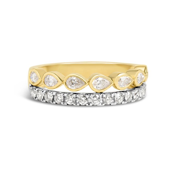Diamond Pear & Round Wide Fashion Ring