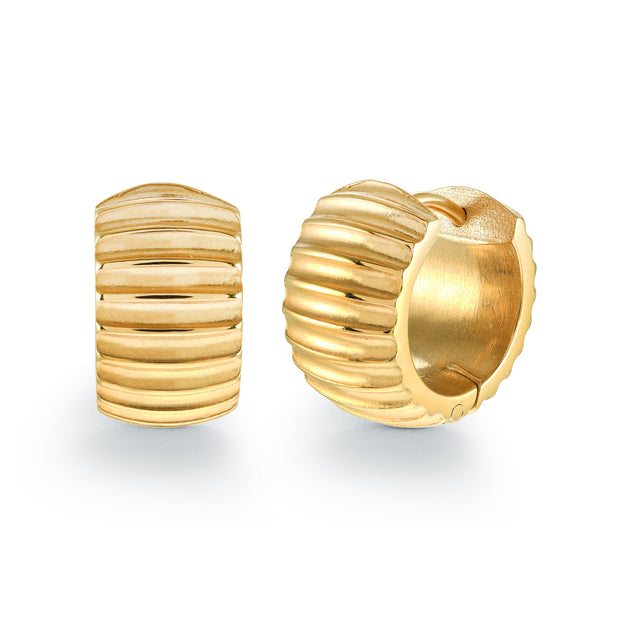Italgem - Yellow Stainless Steel Nothched Huggie Earrings