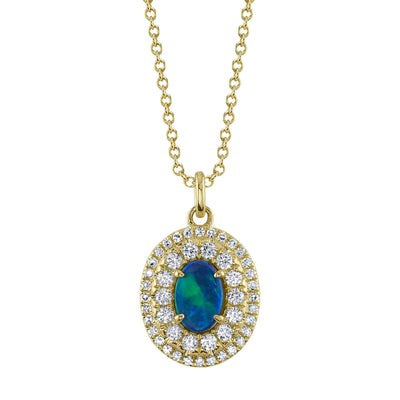 Shy Creation - Black Opal & Diamond Pendant