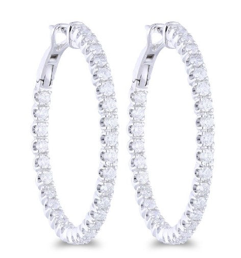 Diamond In & Out Hoop Earrings - 1 1/2 Ct